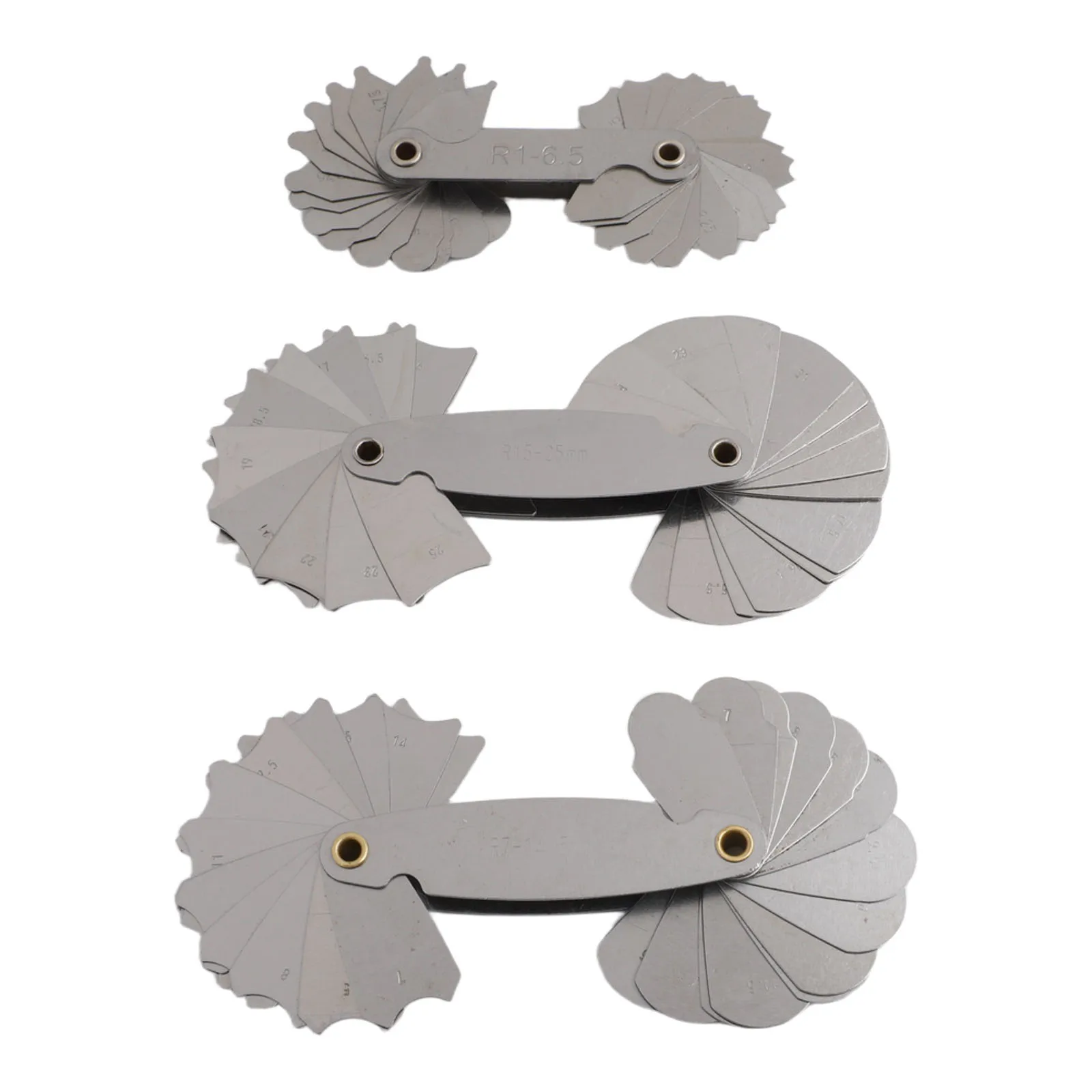 3pcs Stainless Steel Radius Fillet Gauge Set for Precise Concave and Convex for surface Measurement R1-6.5 R7-14.5 R15-25 Tools