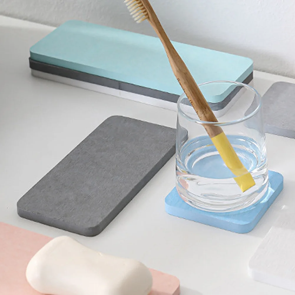 

4Pcs Water Absorbent Diatomite Coaster Set Non-Slip Bathroom Kitchen Countertop Mat Heat Resistant Desktop Drink Pad