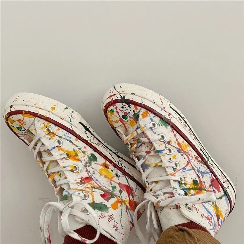 Men Preppy Style Sneaker Winter Shoes Male Sneaker Unisex Vulcanize Shoes Harajuku Retro Ulzzang Graffiti Dirty Canvas Shoes