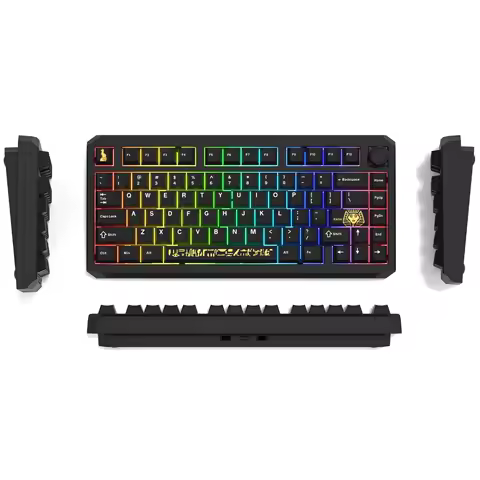 Womier Black ERA75 75% Wireless Mechanical Keyboard with VIA/QMK, Knob Full Aluminum Custom Keyboard