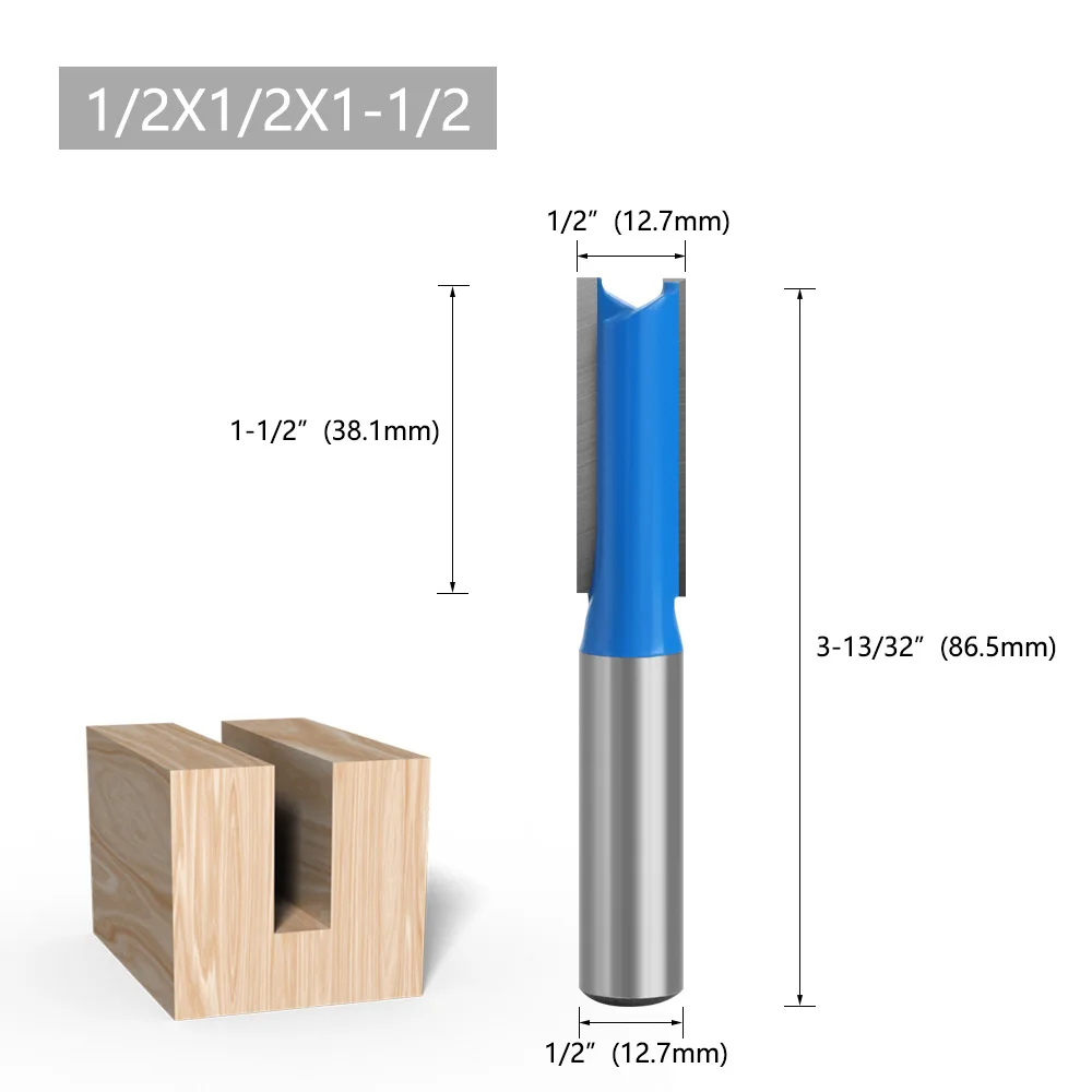 1PC 1/2" 12.7MM Shank Milling Cutter Wood Carving Blade Straight Knife Router Bit Carbide Woodworking End Mill Carving Trimming