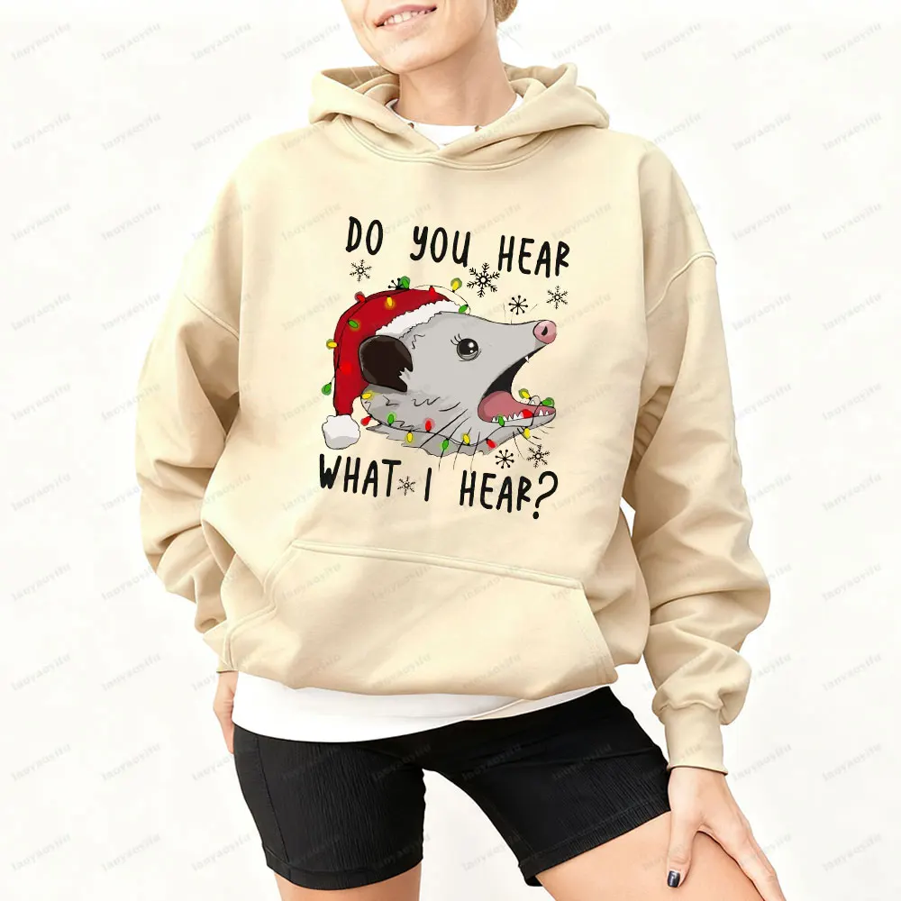 クリスマススウェットシャツ ポッサムスウェットシャツ Do You Hear What I Hear レディースパーカー クリスマスライトパーカー 動物愛好家スウェットシャツ ギフト