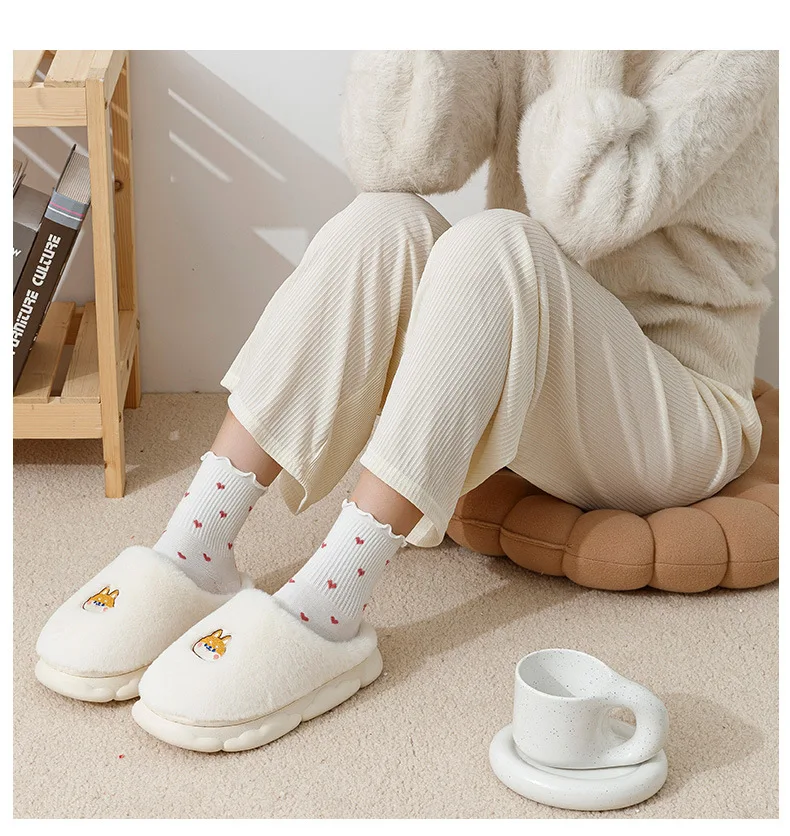 Winter Warm Cotton Slippers Thick Soft Sole Slippers Men Women Indoor Floor Flat Solid Colo Home Non-slip Shoes Couple Slippers