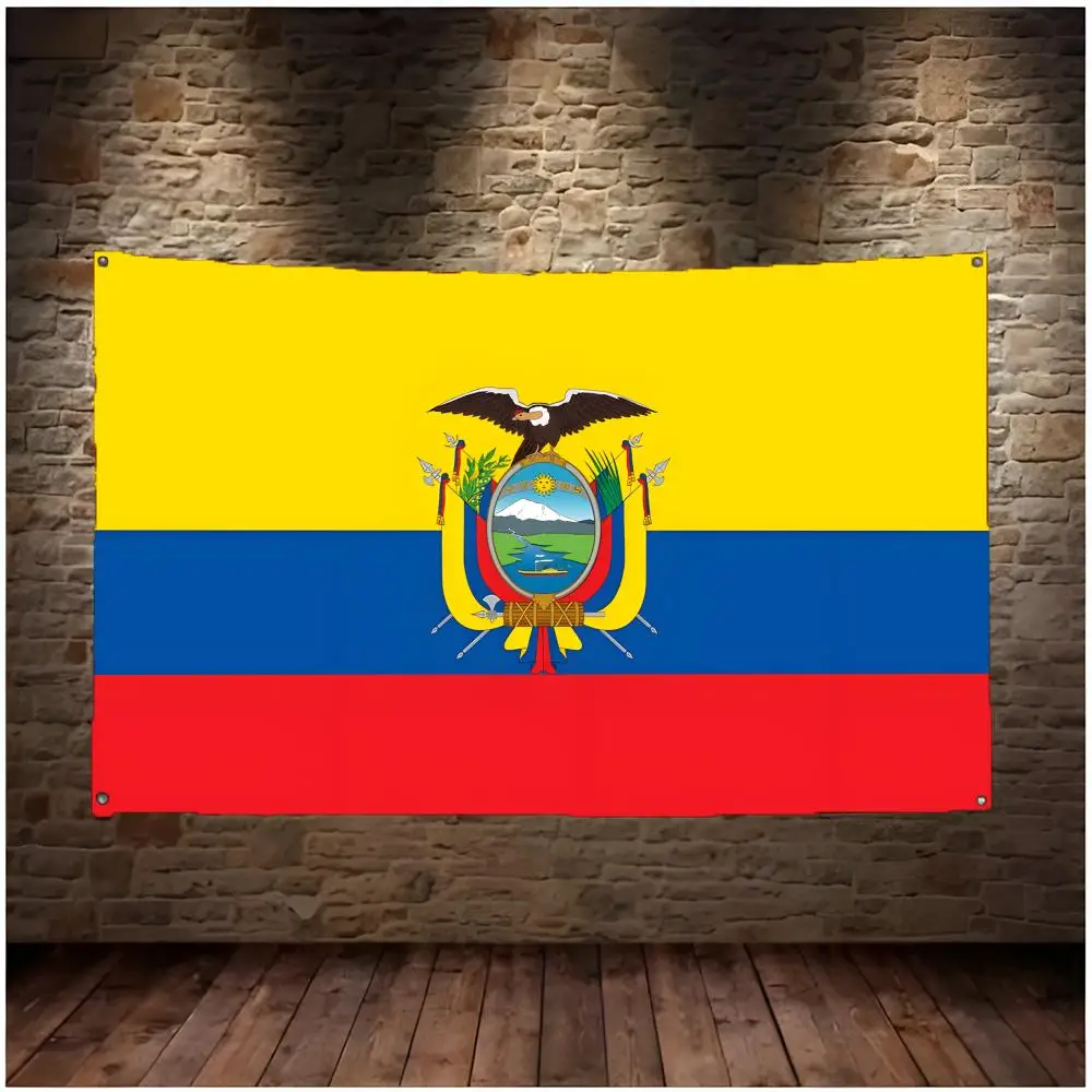 Ecuador Galapagos Equator Flags Daily four ring borderless design indoor outdoor decor easy hang install