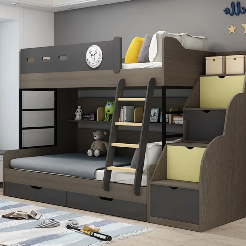 

Modern simple Nordic style minimalist solid wood mother and child bed upper and lower beds adult children double 1.2/1 m