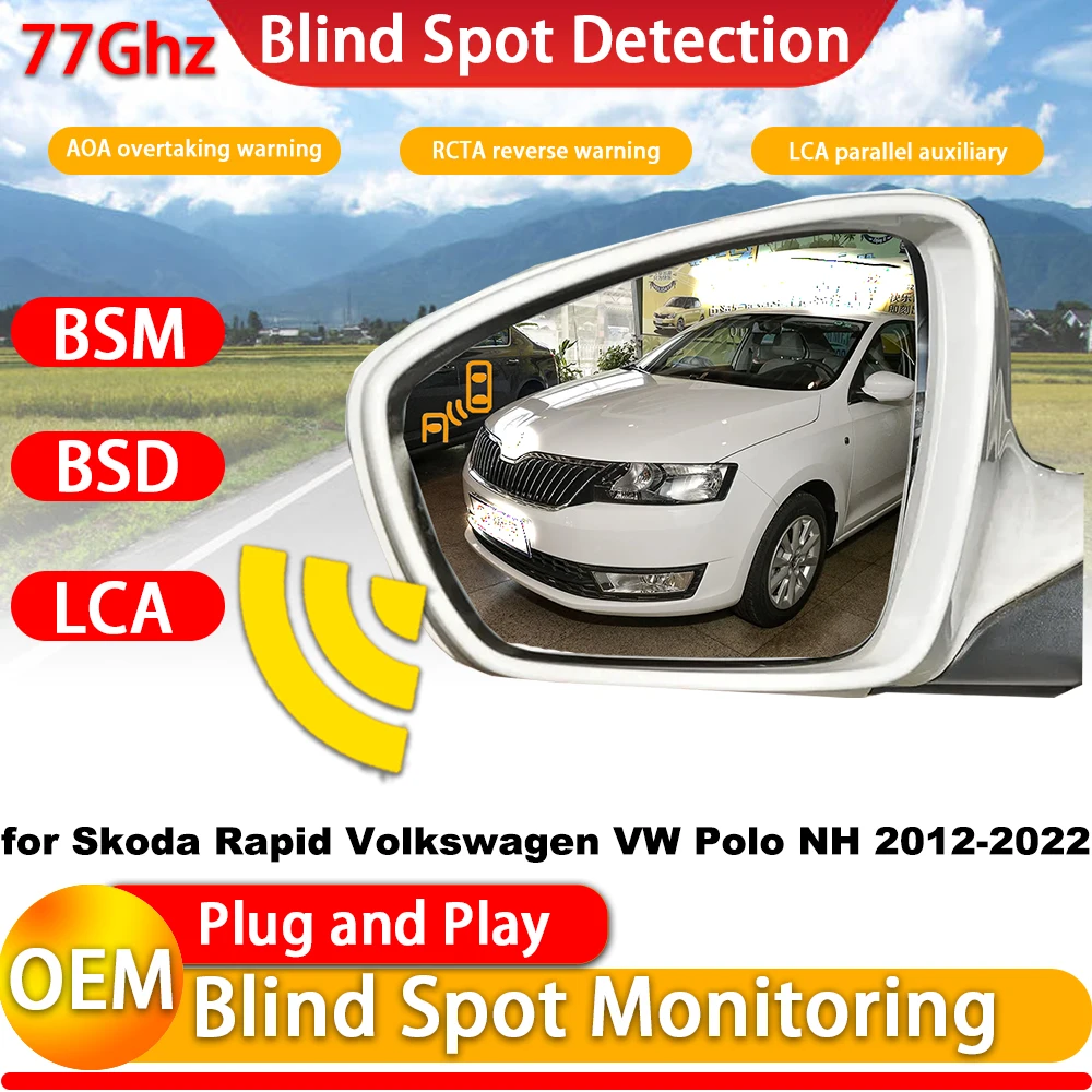 for Skoda Rapid Volkswagen VW Polo NH 2012-2022 Blind Spot Detect Detection Monitoring BSD System 77Ghz Wave Millimeter Radar