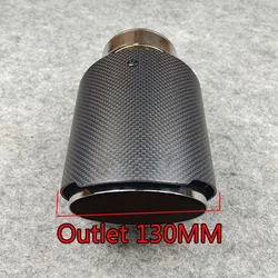 Silver Stainless Steel Muffler Tip Outlet 130MM Matte Carbon Fiber Rear Nozzles Universal Tailpipe Exhaust Pipe