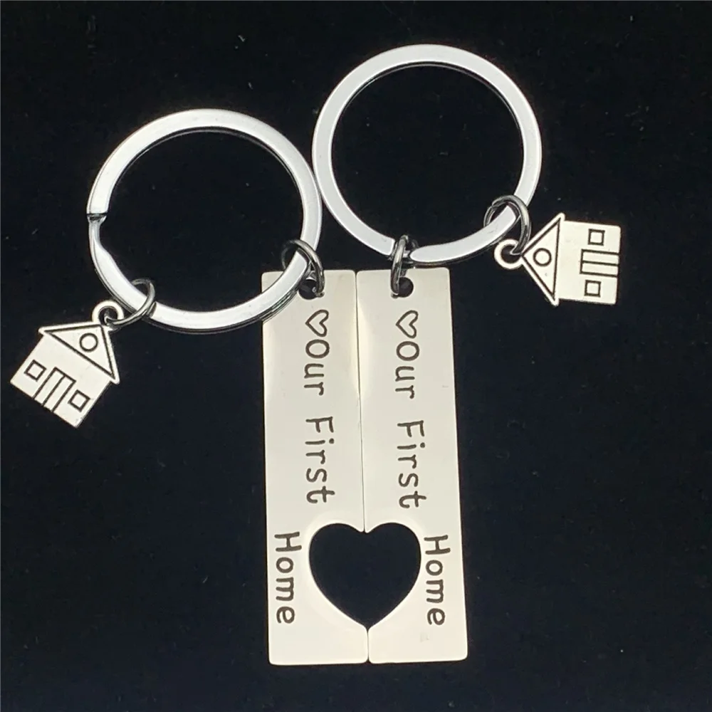 Gift For New Home Owners 2pcs House Keyring Couples Housewarming Gifts Engraved Keychain For Housewarming Party New Home