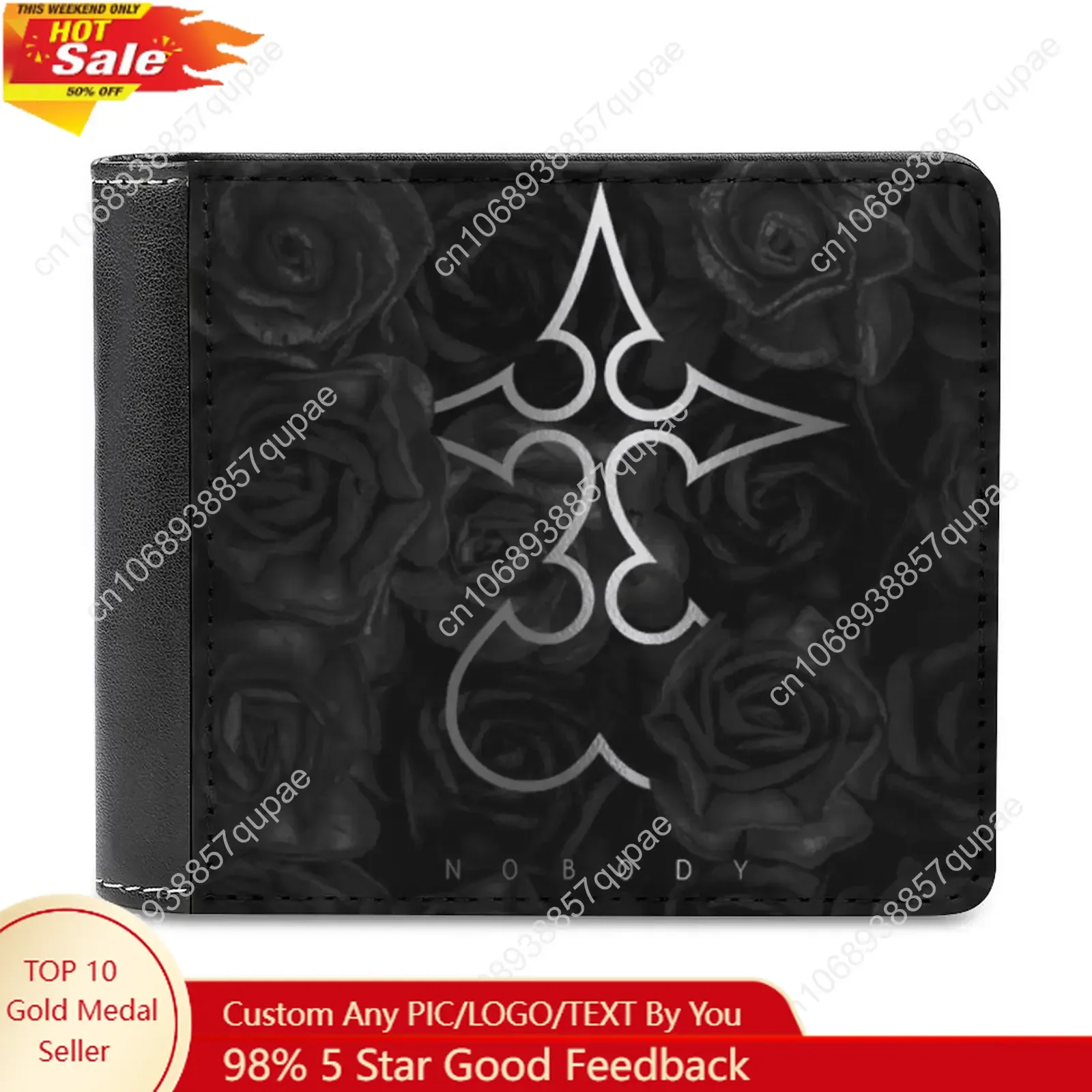 

Kingdom Hearts Nobody Emblem Pattern Men's Wallet Leather Short Wallet Multi-Card Wallet Fashion Purse Kingdom Hearts
