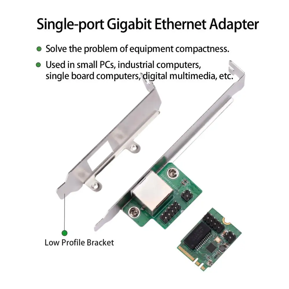 IOCREST 22x30mm M.2 A Key and E Key to 1 Port 10/100/1000Mbps Gigabit Ethernet NIC Network Card