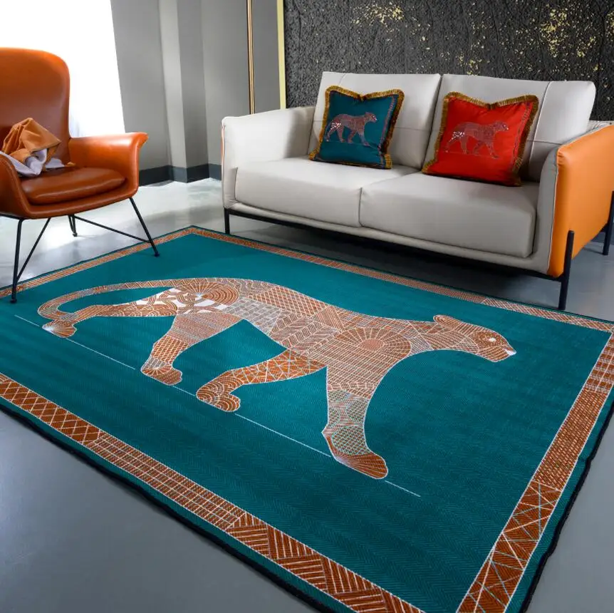 Chic Leopard Carpet Modern American Style Carpet For Living Room Carpet Kitchen Embossed Geometric Non-Slip Mat Tapis Salon Rug