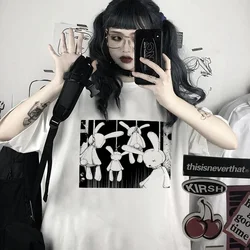 Harajuku Y2k Goth Anime Rabbit Print T-shirts Women Graphic Oversized Tee Shirt Female Streetwear HipHop Vintage Clothes Tops