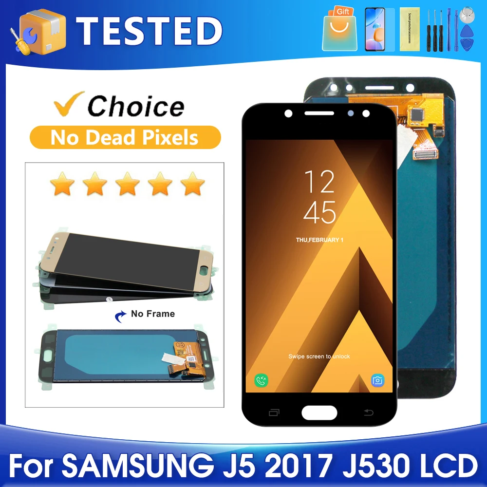 J5 2017 testado para samsung 5.2 ''para j5 pro j530 j530f j530g j530s display lcd tela de toque digitador assembléia substituição