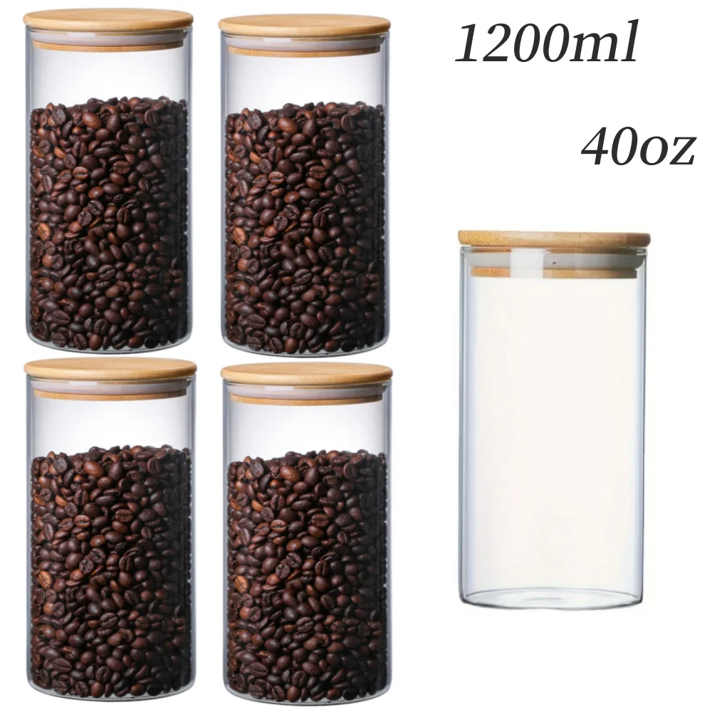 Glass Jars With Airtight Lids, Candy Jars, Food Storage Containers, For Tea, Coffee, Spices, Sweets, Cookies, Kitchen Gadgets