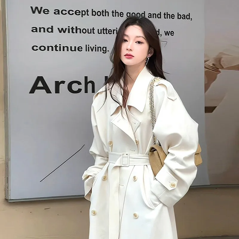 

Cropped Trench Coat Clothes Woman Best-Selling Side Turndown-Collar Closthes Series Casual Topstitched Unique V-Collar Art
