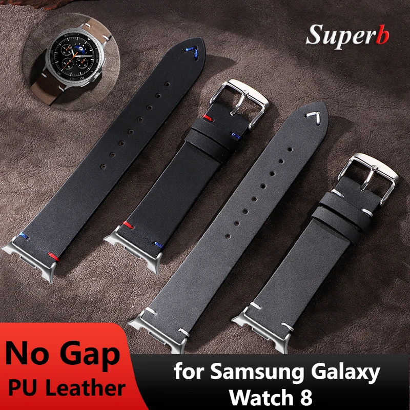 Keine Lücken PU-Lederarmband für Samsung Galaxy Watch 8 Classic 46 mm für Samsung Galaxy Watch 8 44 mm 40 mm Armbandzubehör