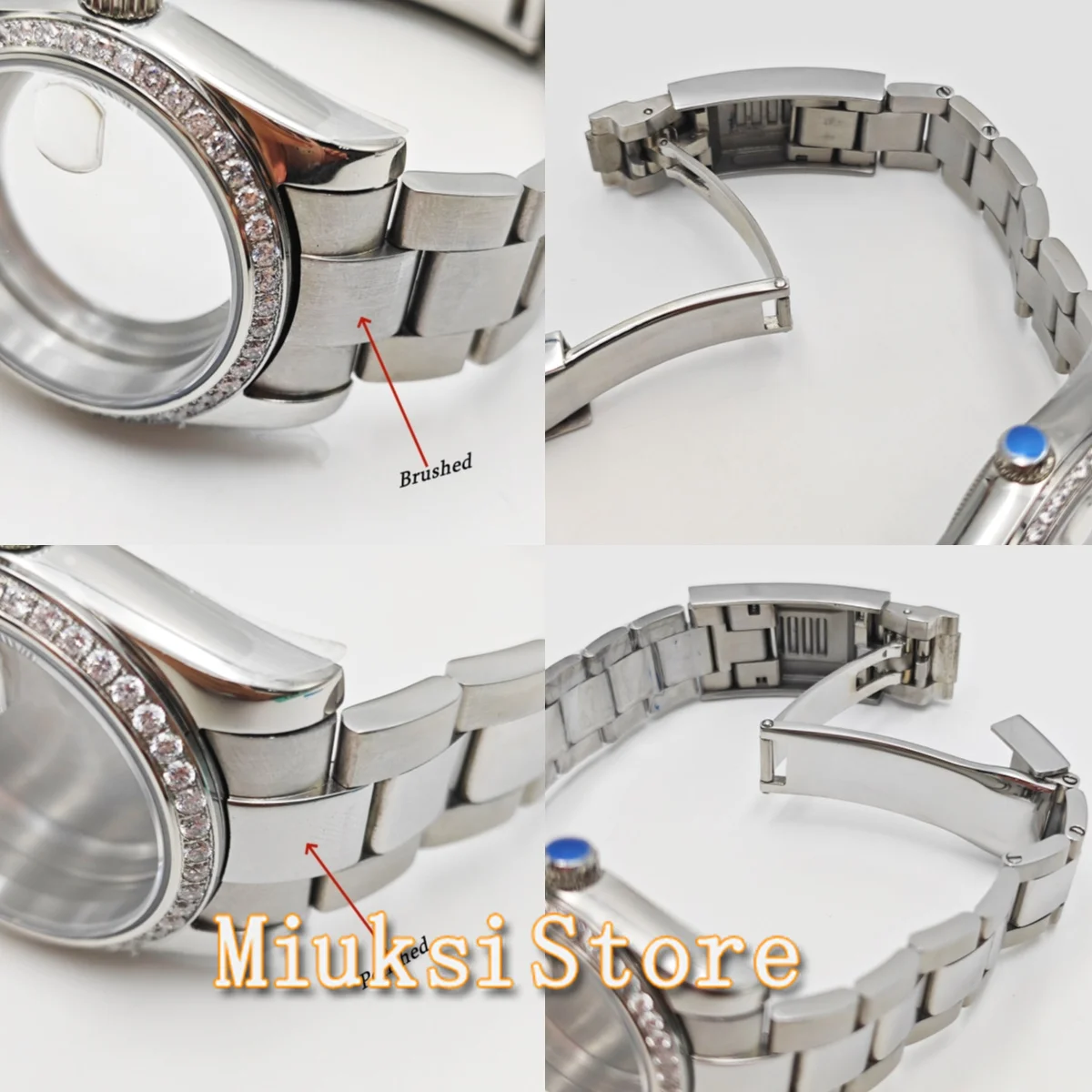 NH35 Gemstone Bezel Watch Case Strap 36mm 39mm Sapphire Glass fit NH35 NH36 ETA2824 2836 DG2813 3804 Miyota82 PT5000 Movement