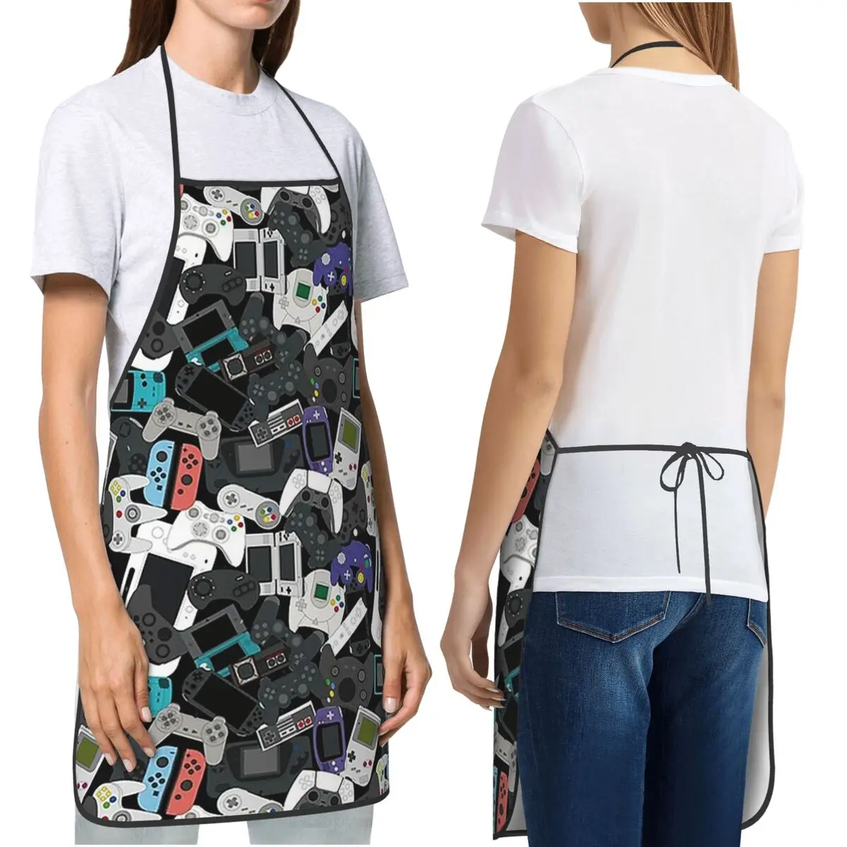 Gamer Controller Video Game Vintage Aprons Chef Cooking Baking Tablier Bib Kitchen Cleaning Pinafore for Women Men Painting