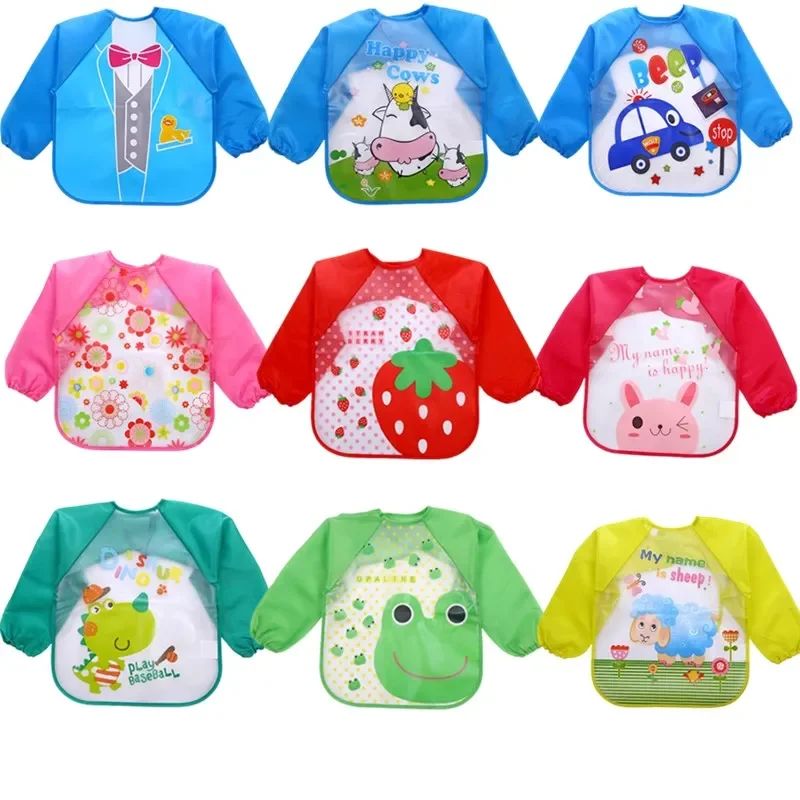 Waterproof EVA Full Sleeve Bibs Children Apron Long Sleeve Feeding Smock Bibs Kids Eating Breastplate Kid Baby Bavoir Clothing