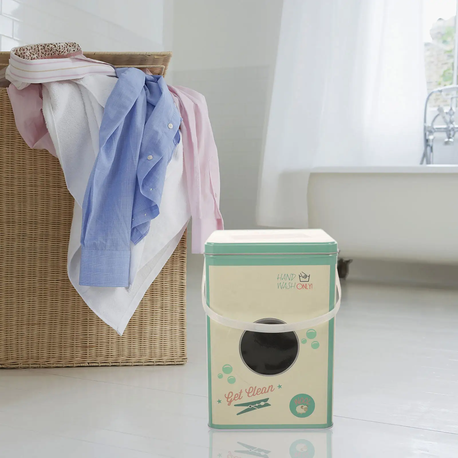 

Большой контейнер для стирального порошка, железный бак для моющих средств с крышкой, многофункциональный держатель для стирального порошка, многоразовый ящик для хранения