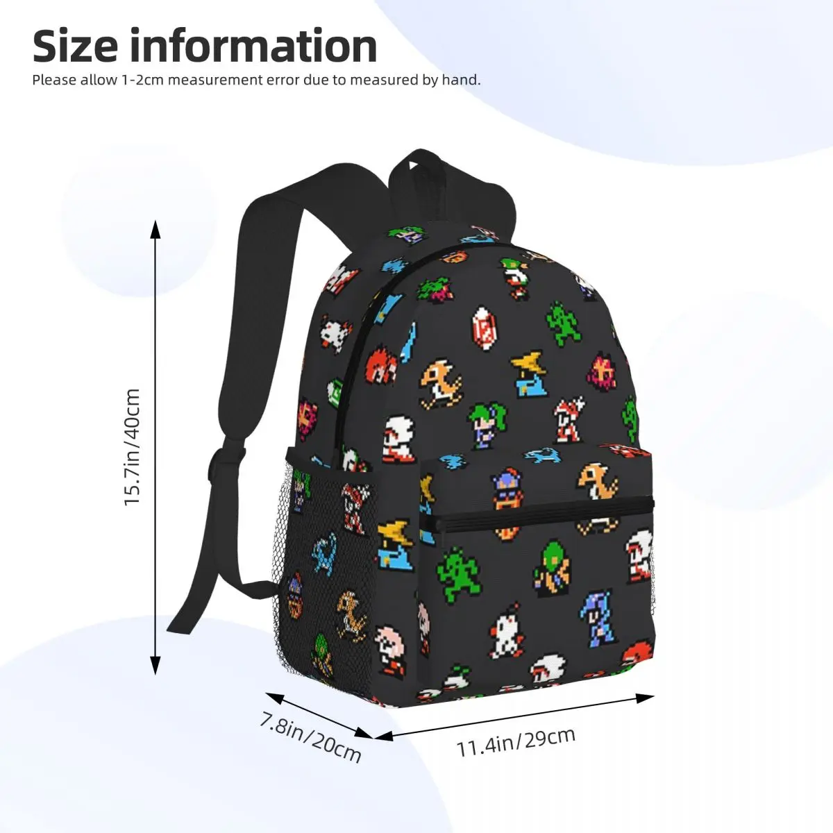 Final Fantasy Pixel Board Student Backpack School Bag Hiking Travel Daypack for Men Women Bookbag Shoulder Bags