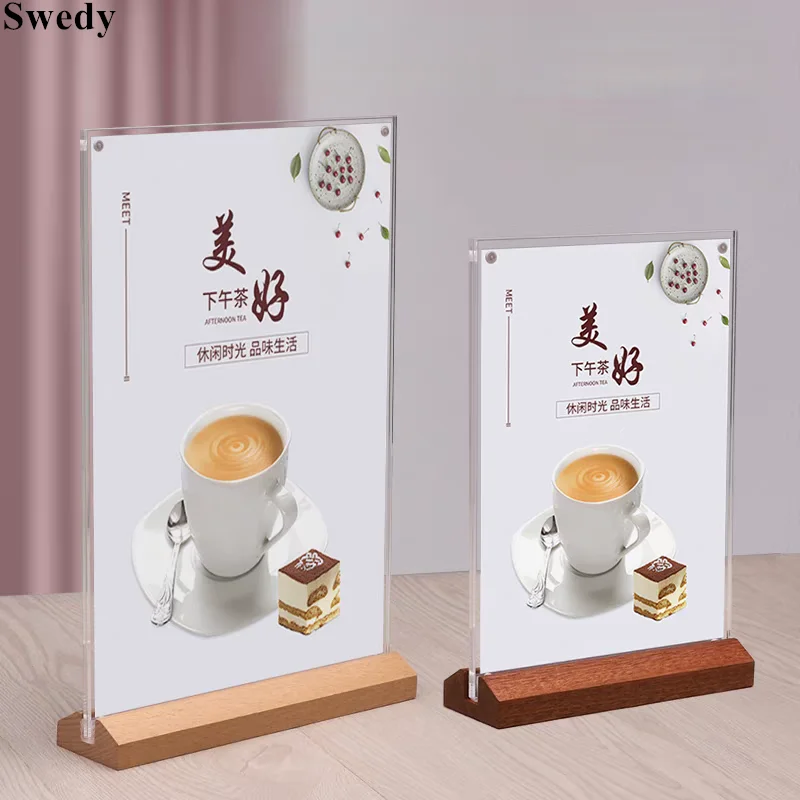 4 Pieces A5 148x210mm Magnetic Acrylic Sign Holder Display Stand Restaurant Table Menu Paper Holder Poster Price Ad Frame