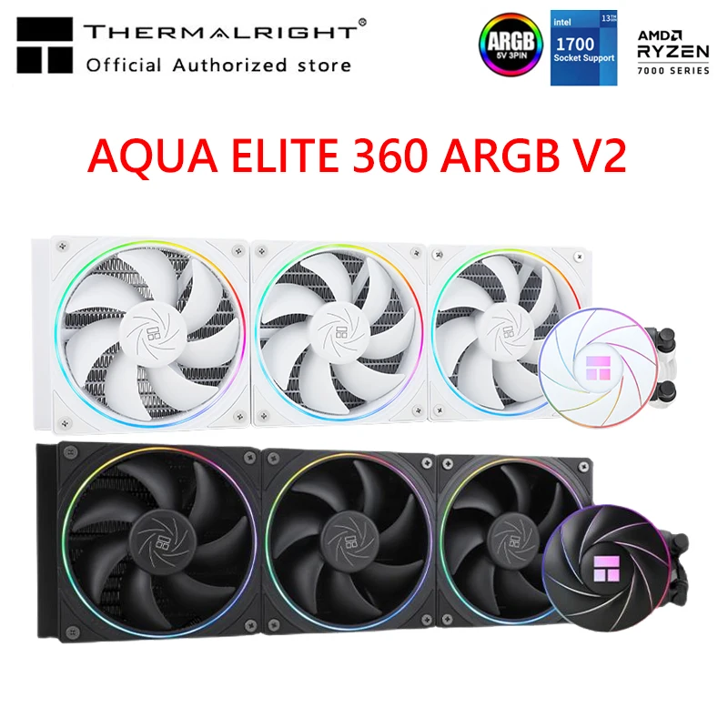 

Thermalright AQUA ELITE 360 V2 ARGB Liquid Cooler 5V 3PIN CPU Integrated Water Cooling Radiator For LGA1700 2011 115x AM4 AM5