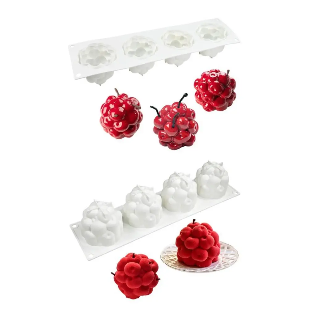 4 Cavity Cherry Cluster Mousse Silicone Mold Food Grade Silicone Flexible Fruit Shaped Dessert Mold BPA Free Heat Resistant
