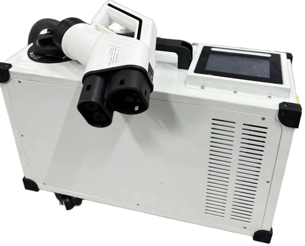 Wheeled Mobile DC EV Charging Station 7kw 30kW 380V Input CCS CHAdeMO GBT OCPP 1.6 Portable Unit