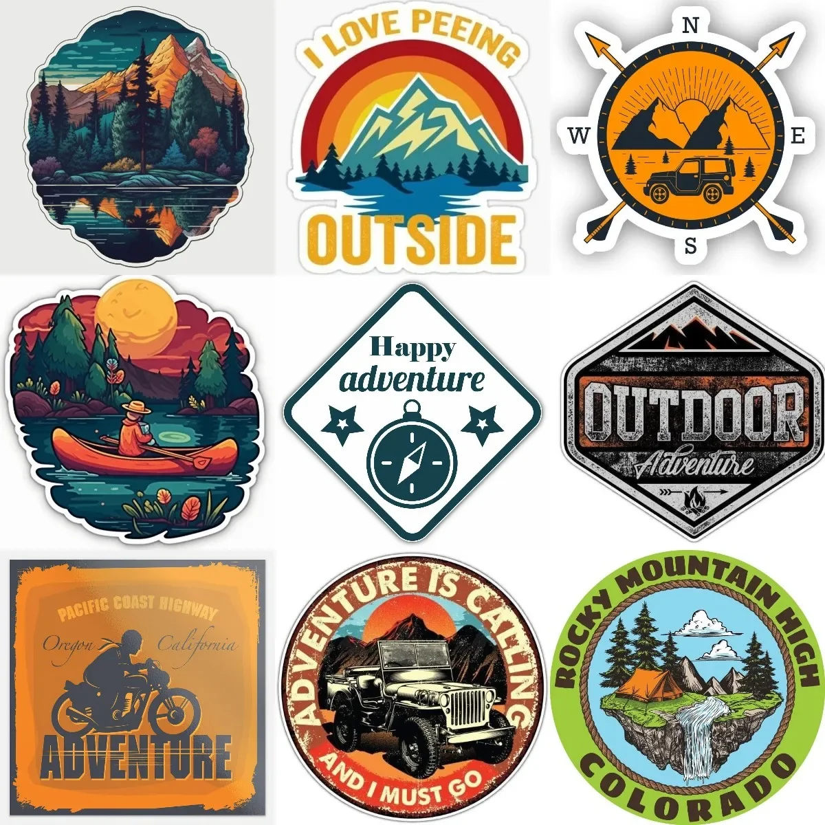 

Adventure Camping Creative Emblem PVC Waterproof Stickers Accessories for Decorate Car Van Table Motorcycle Off-road Camper