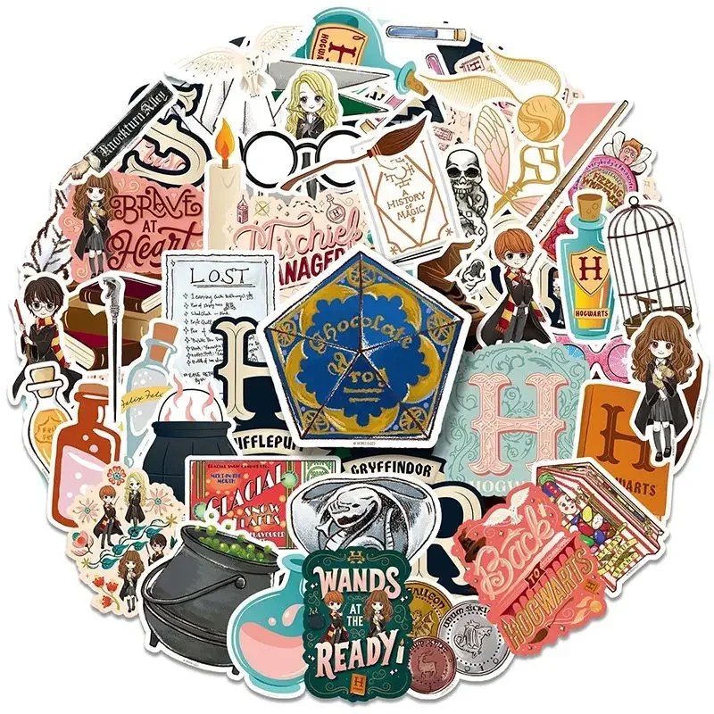 50PCS Classic Movie Harried Sticker Funny Anime impermeabile per telefono Laptop Scrapbook Scooter Potters giocattoli per regalo per bambini