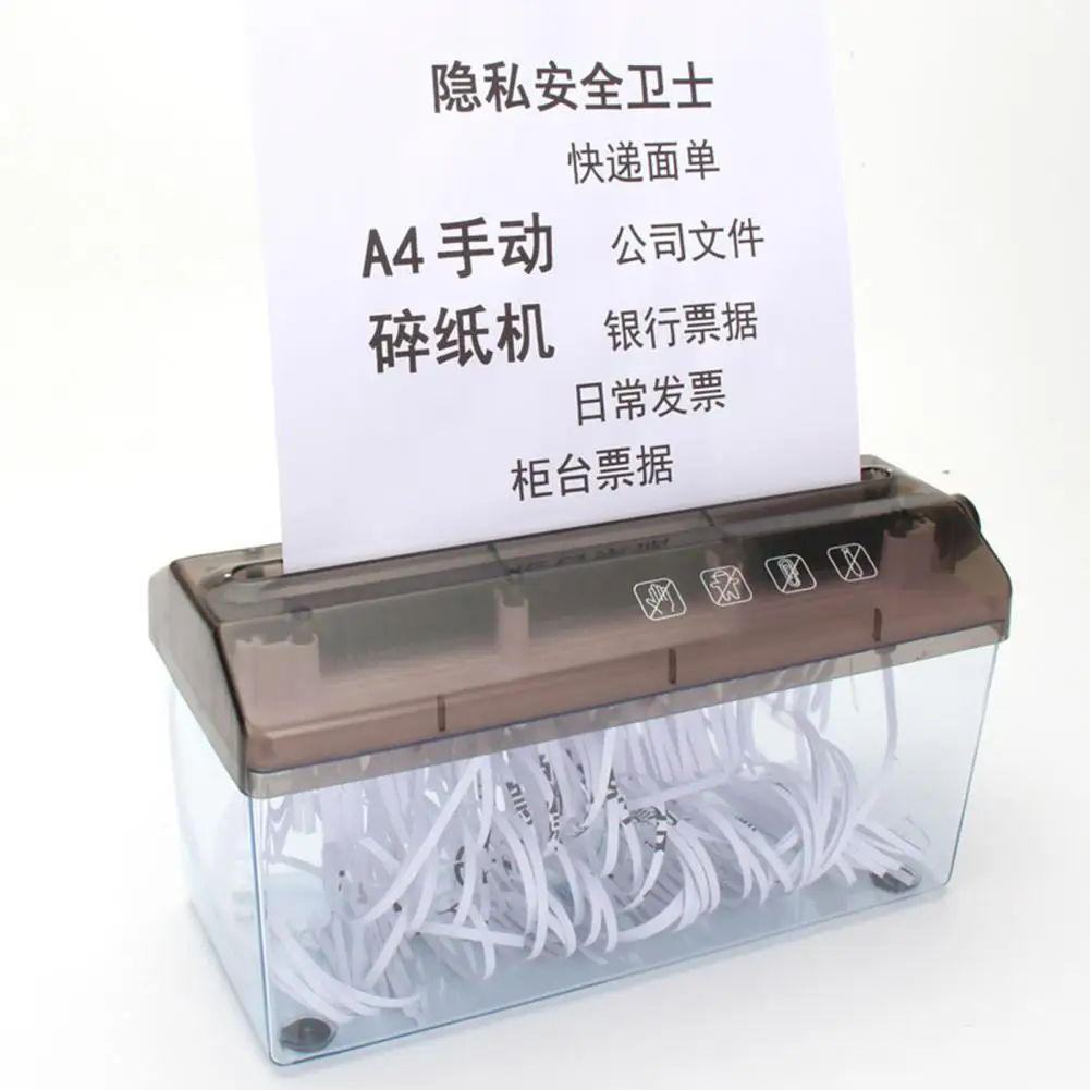 Paper Shredder Non-electric Paper Shredder A4 Paper Hand Shredder Strip Cut 3mm Portable Document Cutter Home Office Desktop