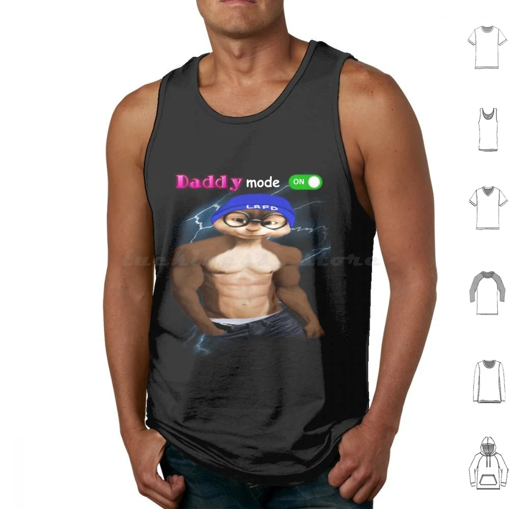 Daddy Mode On Tank Tops Vest Sleeveless Daddy Meme Cursed Hot Funny Funny Chipmunk