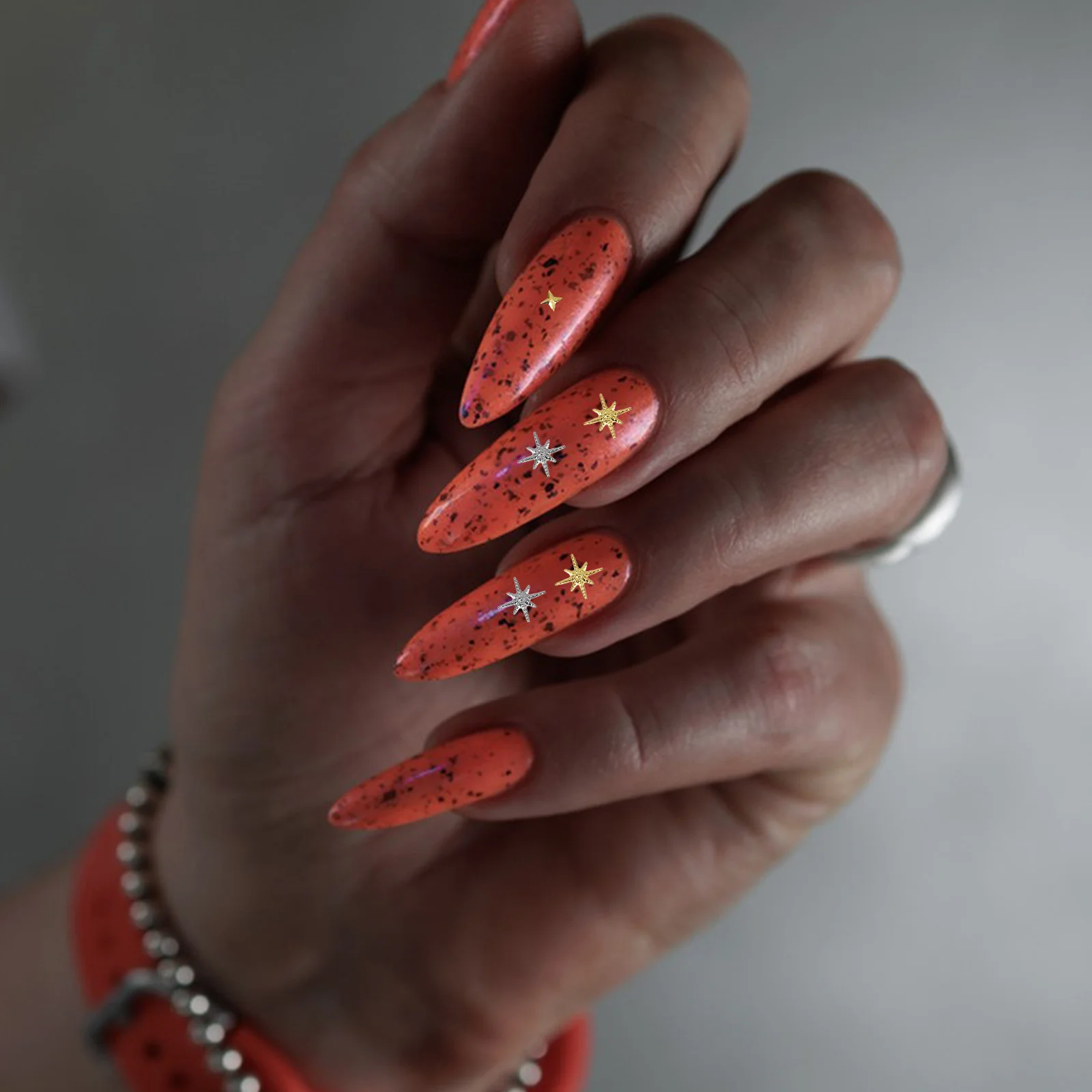 

2 Boxes 3D Star Nail Charms Metal Studs Golden Silver Mini Manicure Decorations for Women DIY Nail Art Jewelry Supplies