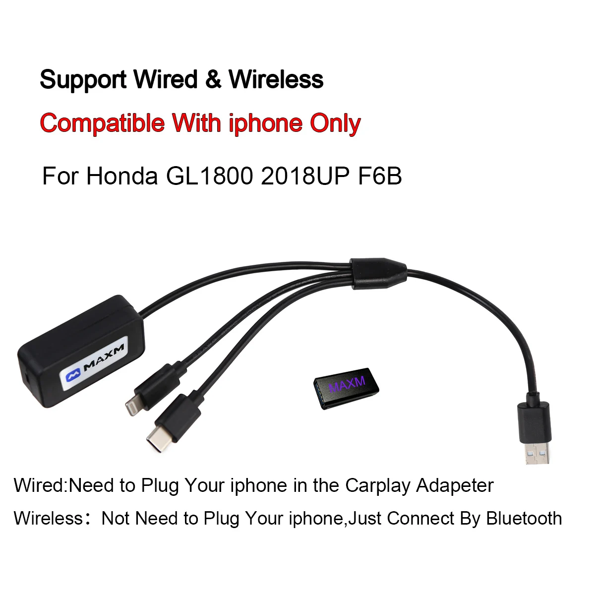 Motorcycle Carplay Adapter Kits For Honda Gold Wing GL1800 F6B 2018UP Model For iPhone
