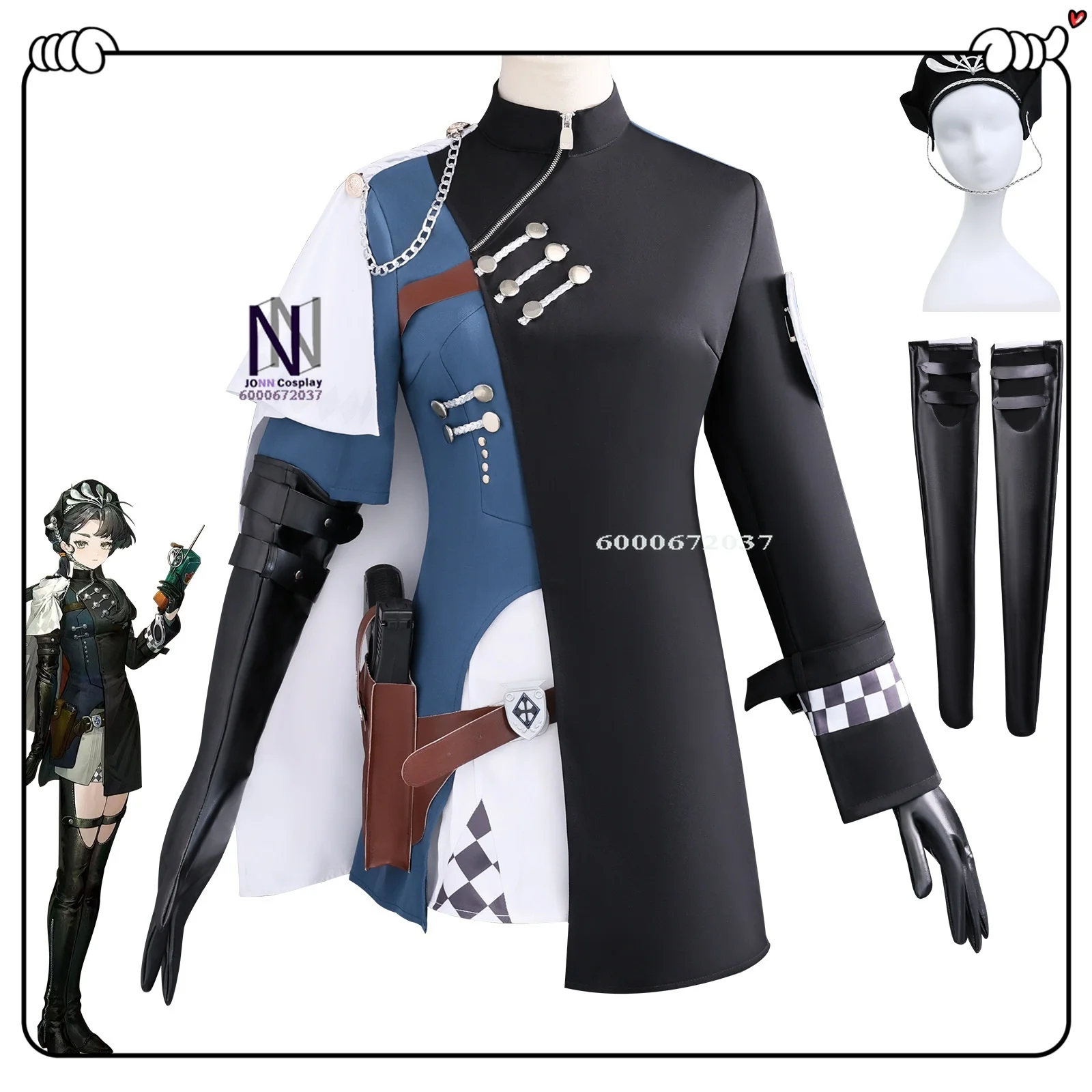 

Game Reverse: 1999 Cosplay Costume Anime Yangul Role Playing Clothes Black Uniform Suits Dress Women ComicCon Outfit with Hat