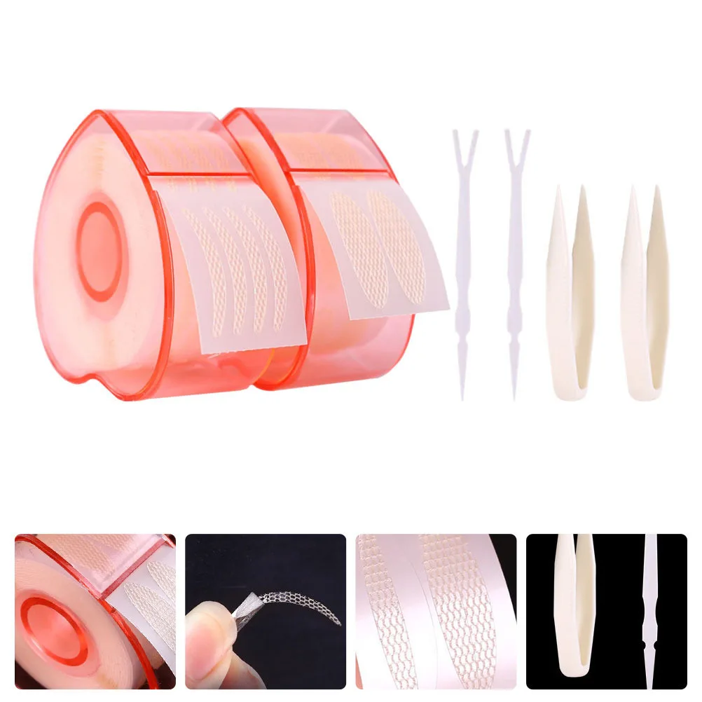 2 szt. 2 rolki taśmy do powiek w kształcie serca, samoprzylepne paski do powiek, wodoodporne, naturalne, z pęsetą do makijażu w zestawie