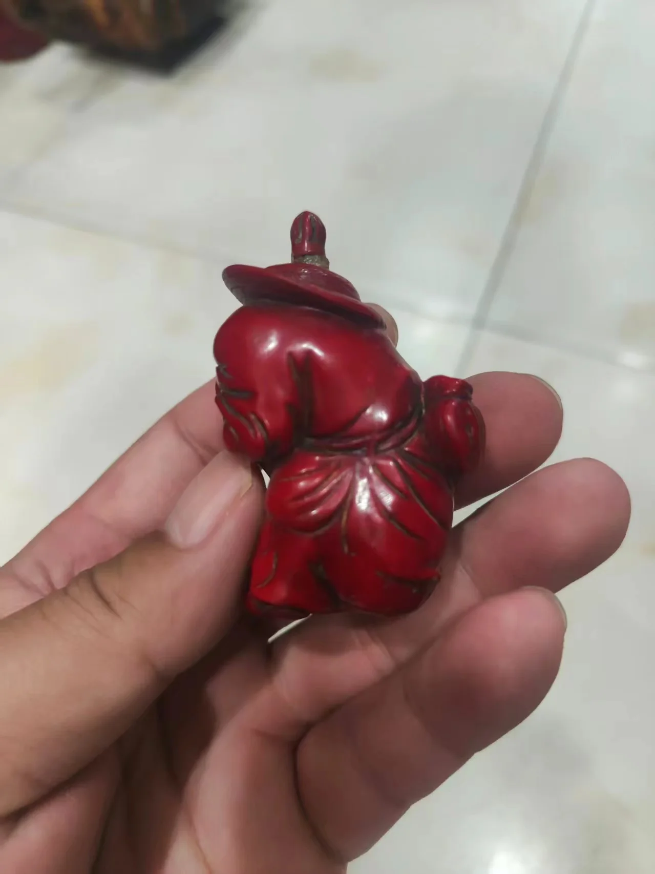 Chinese Old Red Turquoise Carved Fisherman's Snuff Bottle
