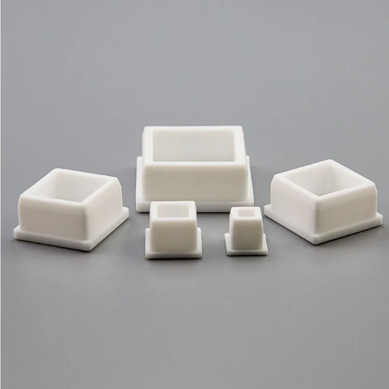 1-10Pcs White Square With Hole Silicone Rubber End Cap T-Plug Tube Box Part Insert Sealing Plug Square Tube Shielding Plug