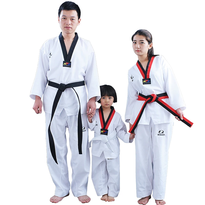 

GINGPAI Cotton White Taekwondo Uniform Children Adult Taekwondo Dobok With Belt Sports Gym Judo Karate Suit Taekwondo Equipment