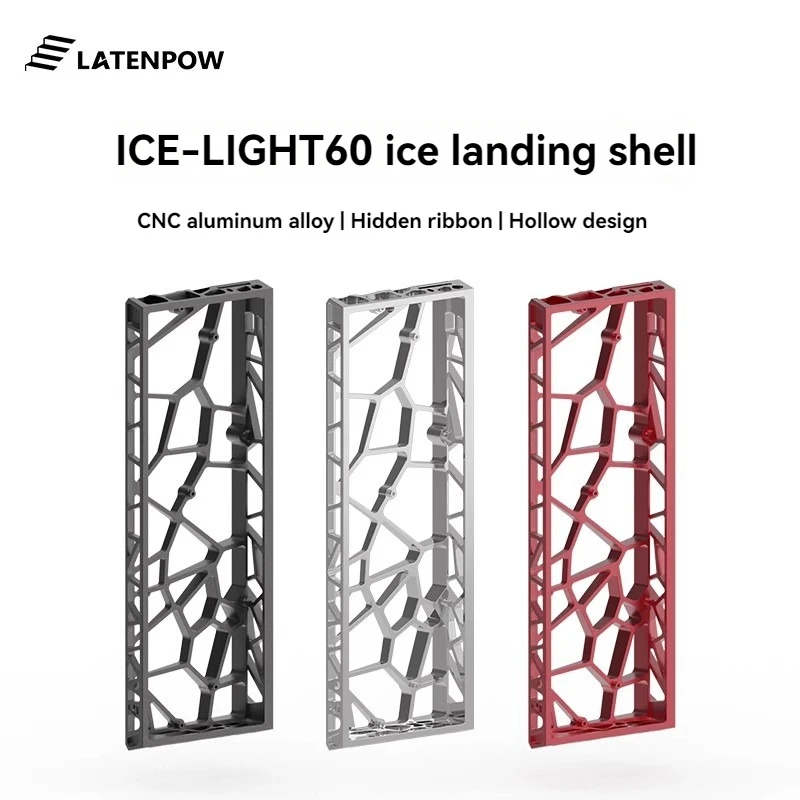 Latenpow ICE-LIGHT60 Hollow Aluminum Keyboard Shell Customized CNC 258g Lightweight Anodizing DIY Keyboard Shell Accessories