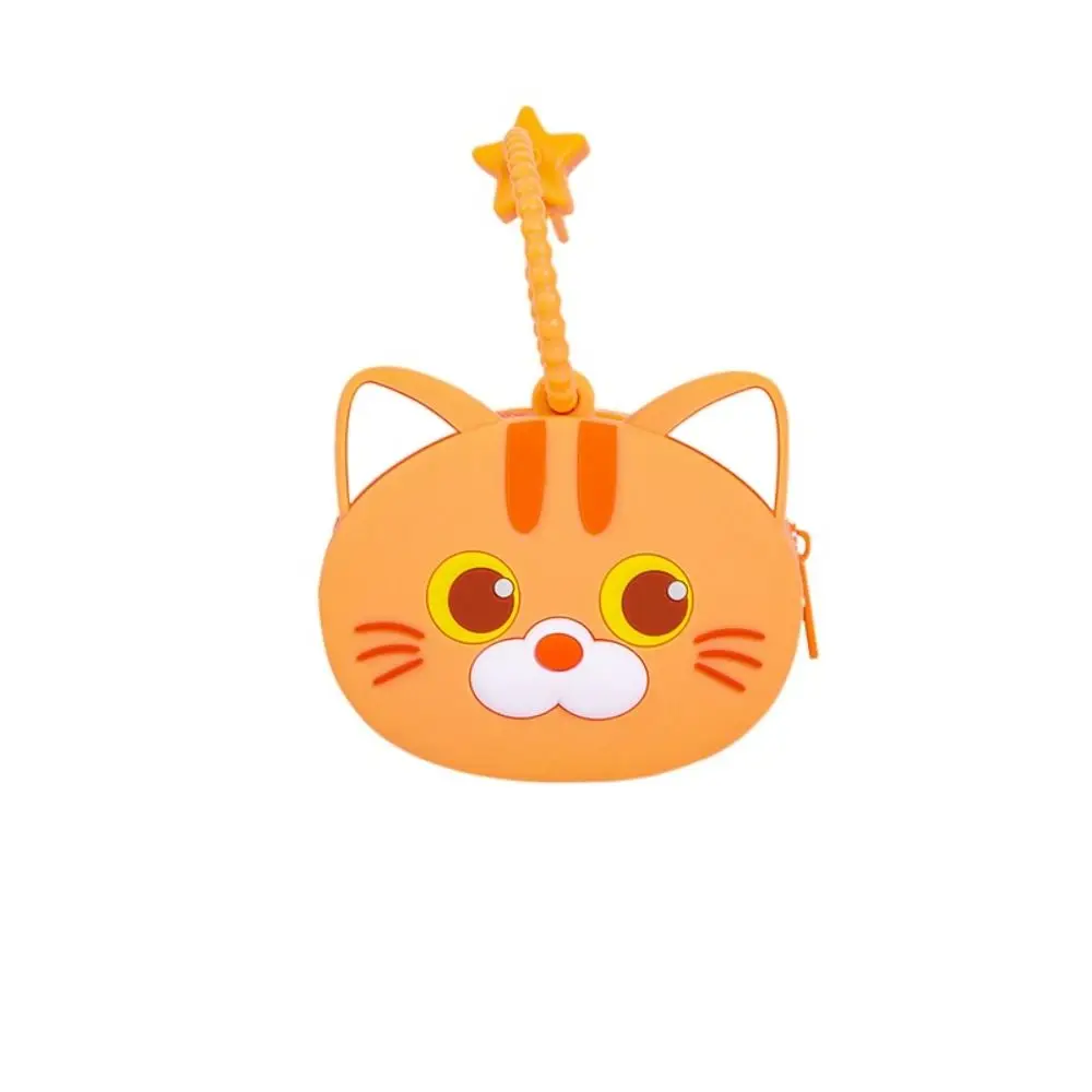 

Casual Solid Color Cartoon Silicone Coin Purse INS Mini Cute Cat Wallet Earphone Storage Bag Data Cable Storage Bag Women