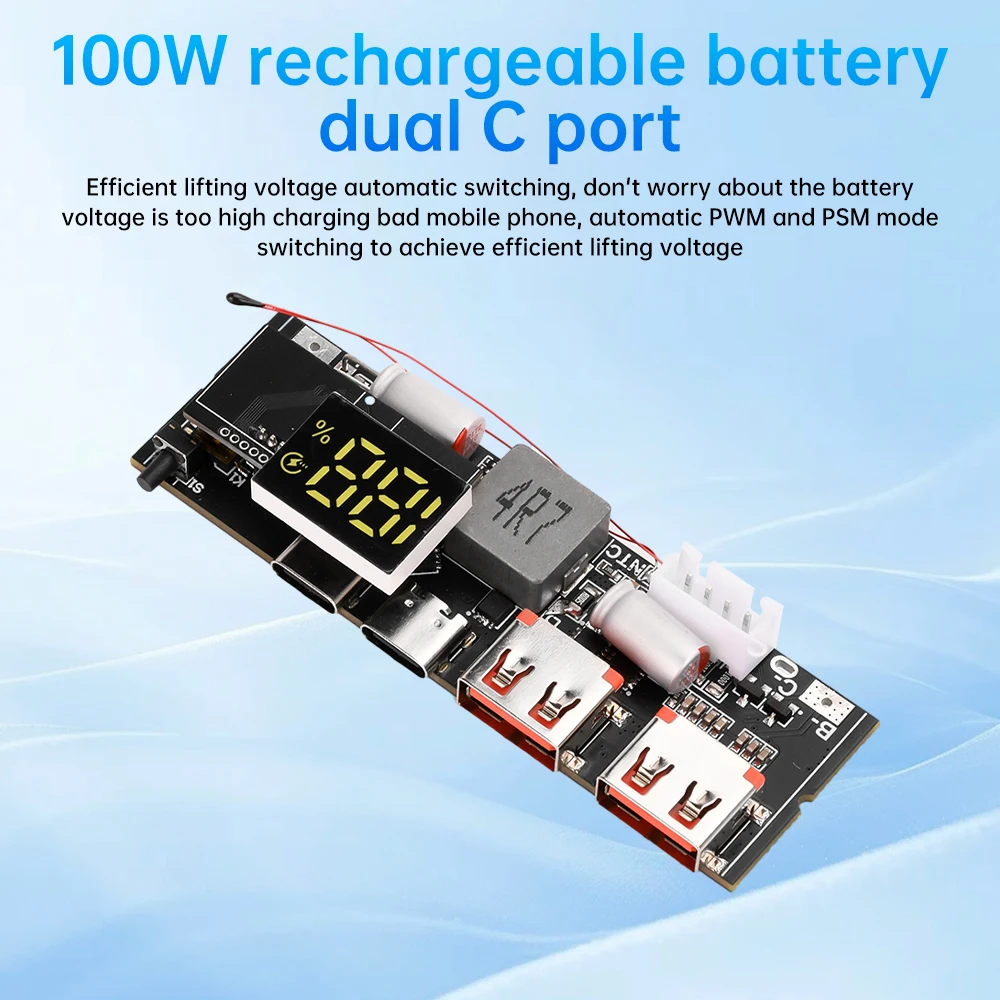 QC3.0 3S 4S 5S 65W 100W Power Bank Double C Port Two way Fast Charge Power Module MPPT Flash Charge Mobile Power Circuit Board