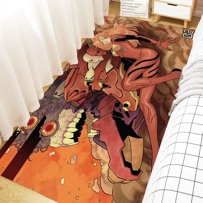 EVANGELION Cartoon Anime Surrounding Asuka Ayanami Rei EVA Mecha Living Room Bedroom Bedside Velvet Carpet Door Decoration Mat