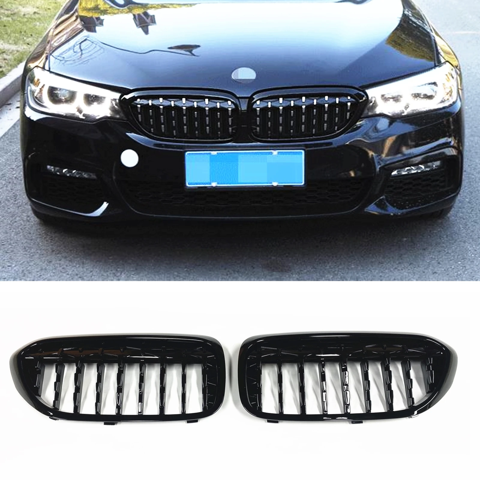 

Front Kidney Grille For BMW G30 G31 G38 5 Series 2017-2020 Car Upper Bumper Intake Hood Mesh Grid Kit Racing Grills