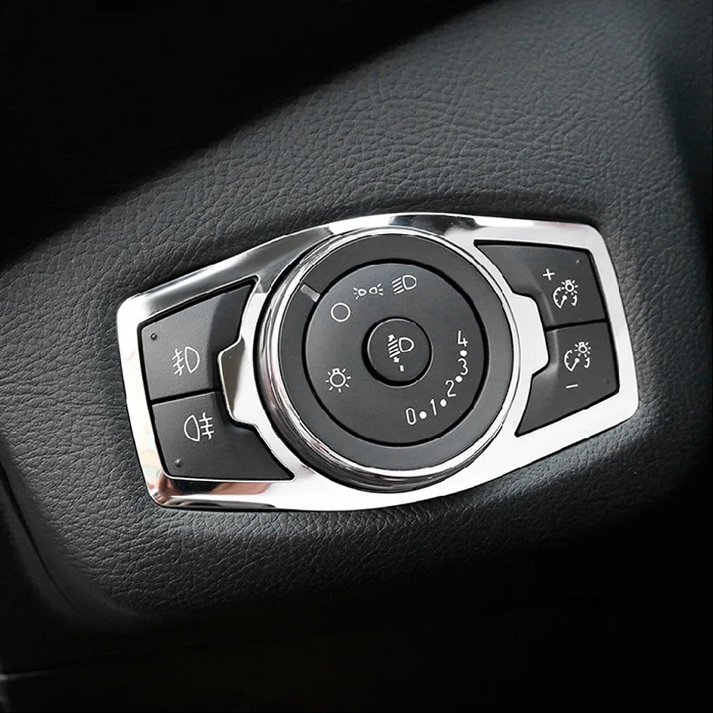 Stainless steel headlight switch cover stickers For Ford focus 3 MK3 MK4 KUGA Escape mustang 2015 Mondeo Fusion 2013-2016