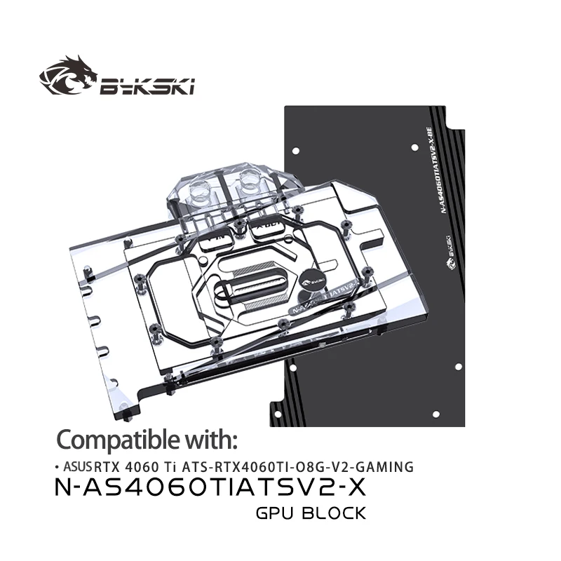 Bykski GPU Water Block Use for ASUS RTX4060 Ti ATS O8G-V2-GAMING Video Card Cooling / Full Cover / Radiator N-AS4060TIATSV2-X