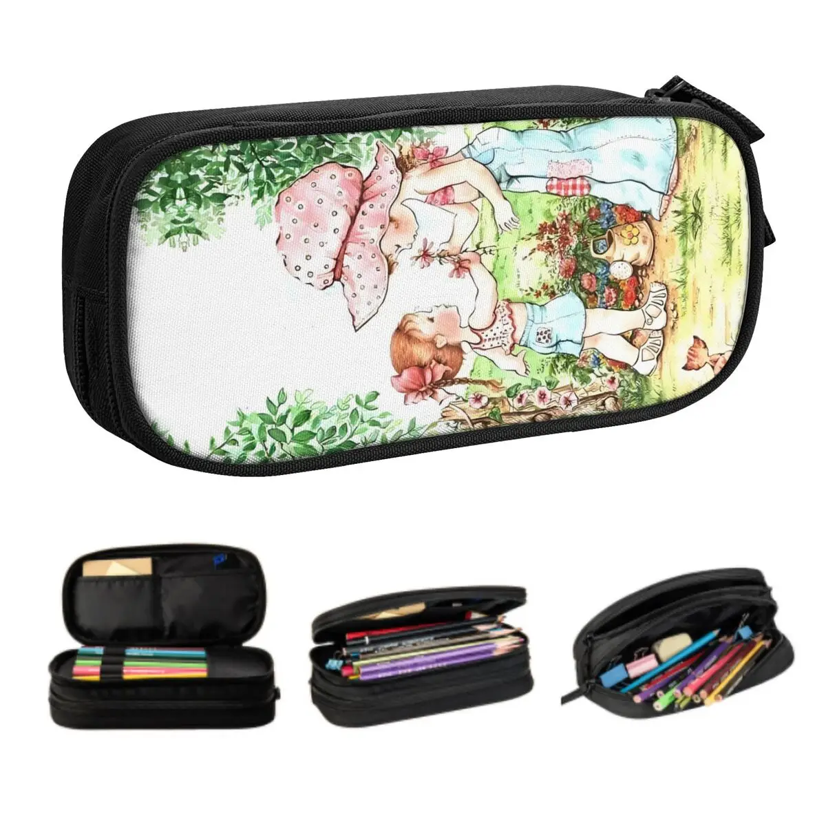 مخصص S-Sarahs K-Kays Kawaii مقلمة فتاة صبي سعة كبيرة زهرة فتاة حقيبة أقلام رصاص مدرسة الطالب