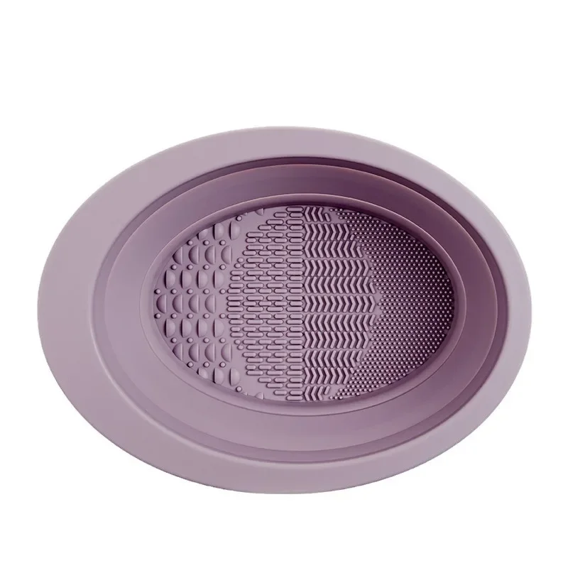 Cuenco de silicona plegable para brochas de maquillaje, almohadilla de limpieza de huevos de belleza, herramienta de belleza, almohadilla para brochas