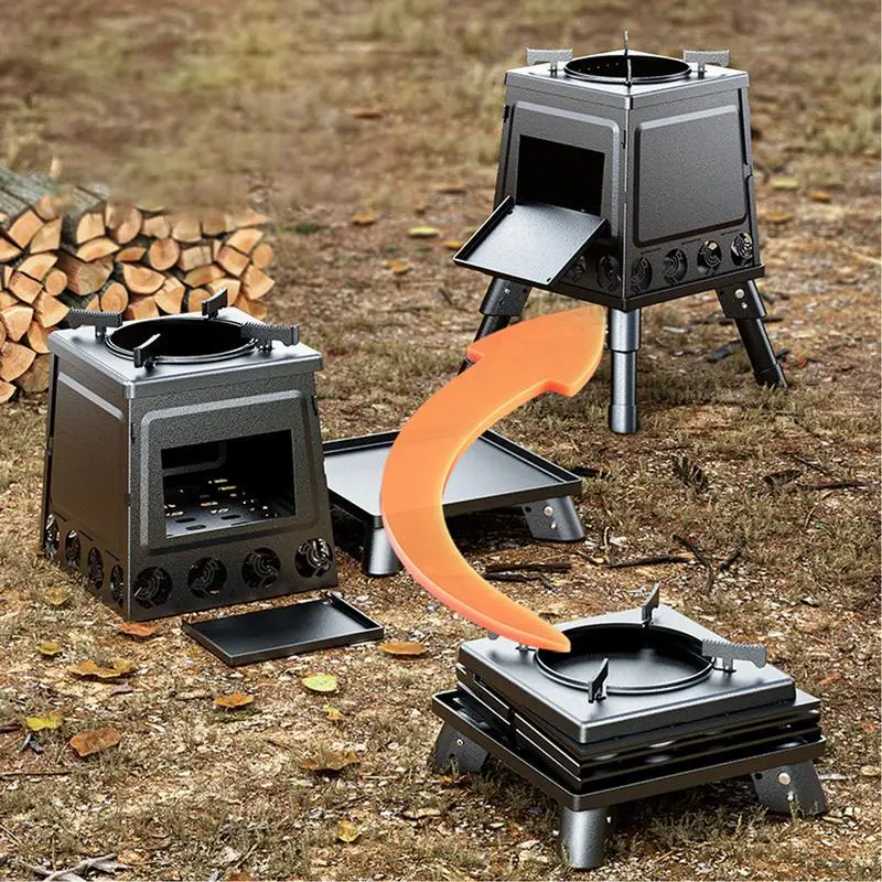 Camping Wood Stove Foldable Camping Oven Wood Burning Stove Portable Wood Stove Camping Gadgets For Barbecue Boiling Water